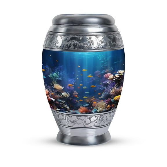 Underwater Coral Paradise Adult Urns For Human Ashes Men - Cremation Urn Human Ashes for Funeral Burial or Home - Bird Urn for Ashes - Cremation Urns Adults - Burial Urns For Cremated Remains 10 inch