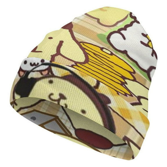 Pompompurin Winter Beanie Hats for Men Women, Warm Cozy Knitted Cuffed Skull Cap