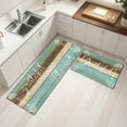 thumbnail image 3 of MeyJey Farmhouse Kitchen Rug Set of 2, Non-Slip Anti-Fatigue Waterproof Cushioned Mat for Kitchen, Dining & Laundry Room, 18"x30"+18"x48" Teal/Brown, 3 of 13
