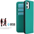 thumbnail image 2 of for iPhone 11 Wallet Case with RFID Blocking Card Slots Holder and Wrist Strap,Flip Folio Magnetic Closure,Kickstand,Genuine Leather Cover Case for iPhone 11 6.1",Pure Green, 2 of 16