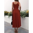 thumbnail image 6 of Women'S Summer Maxi Dress Sleeveless Square Neck Casual Beach Sundress with Pockets, Flowy Patchwork Knit Red XL, 6 of 8