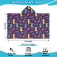 thumbnail image 2 of Purple Cartoon Dinosaurs Planets Stars Pattern Hooded Bath Towel，50"x30" for Ages 3 To 12 Kids, Quick Dry Lightweight Soft Microfiber Hood Beach Towel Cover Up for Kids, 2 of 7