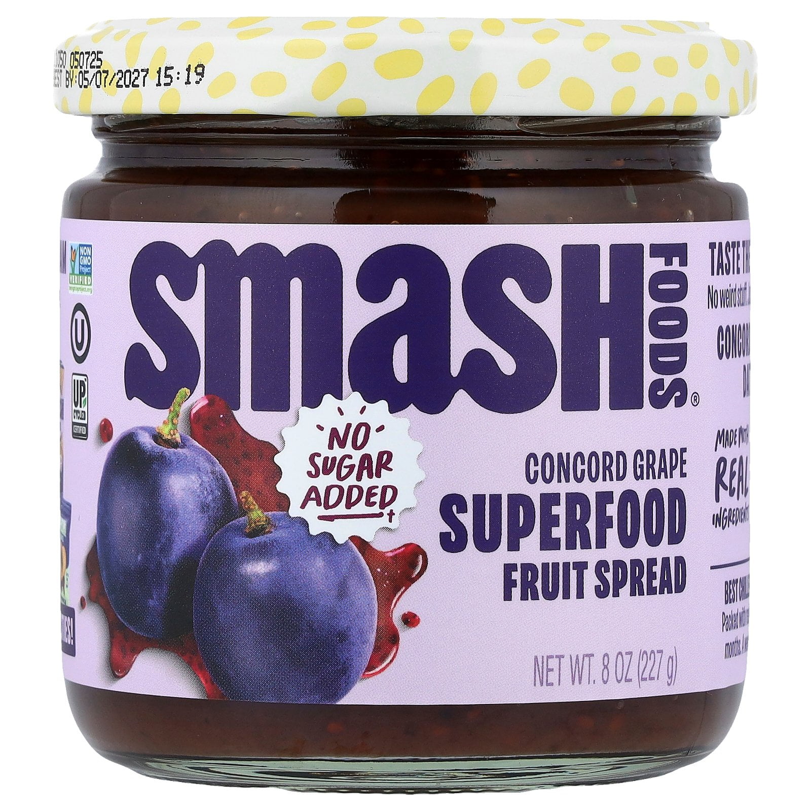 Smash Foods Raspberry Jam Low-Calorie Vegan Spread with Chia Seeds