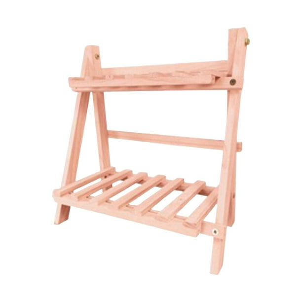 Estante de Almacenamiento de Madera, Unidad de Estante, Artículos de Tocador, Estante de Madera Plegable, Resistente Y Duradero, de Pie, de Doble Capa Rosado SM SunniMix soporte de exhibición del estante