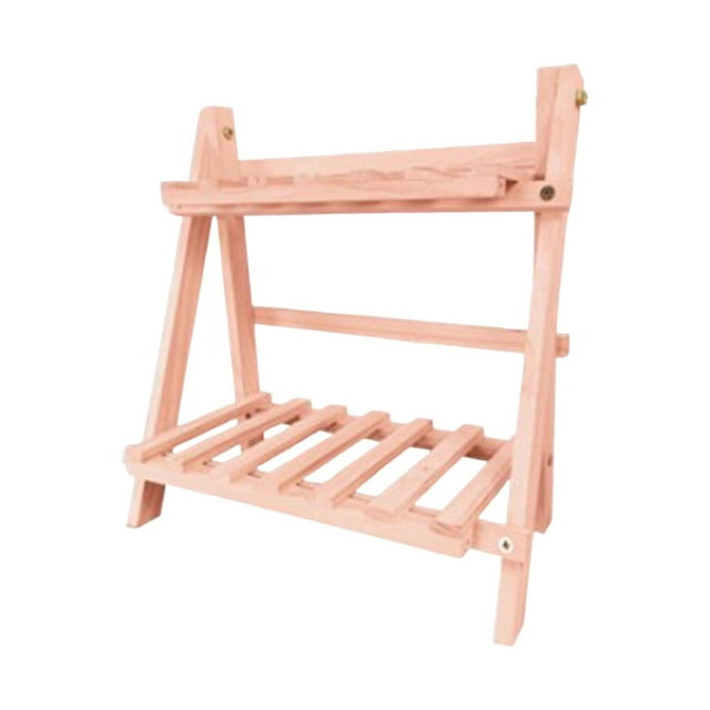 Estante plegable de madera Zulema para artículos de tocador doble Rosado