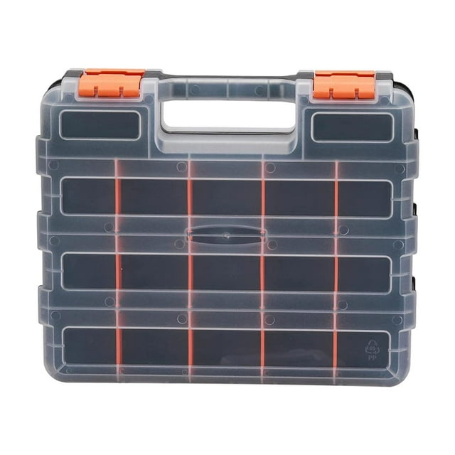 Organizador de herramientas de doble cara, caja organizadora de herramientas, caja de pesca con mosca, caja de herramientas portátil negro