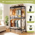 thumbnail image 3 of Miniyam Heavy Duty Rolling Garment Rack with Wheels, Adjustable Shelves and Double Rods, 300 lb Capacity, 3 of 7