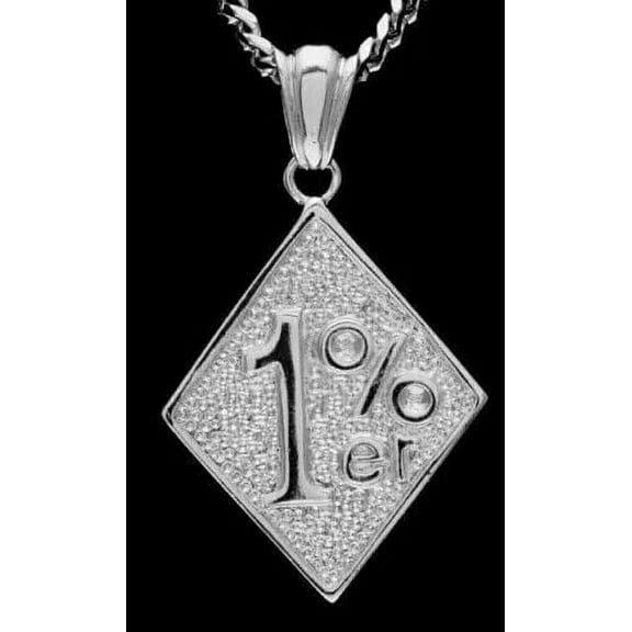 1.24Ct Lab Created Diamond Customize Number 1%er Pendant 2 inch 14K White Plated