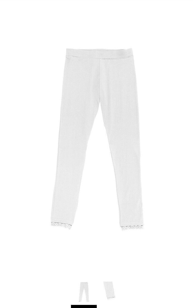 French Toast Girls? Little Lace Trim Leggings, White, 4 4/White