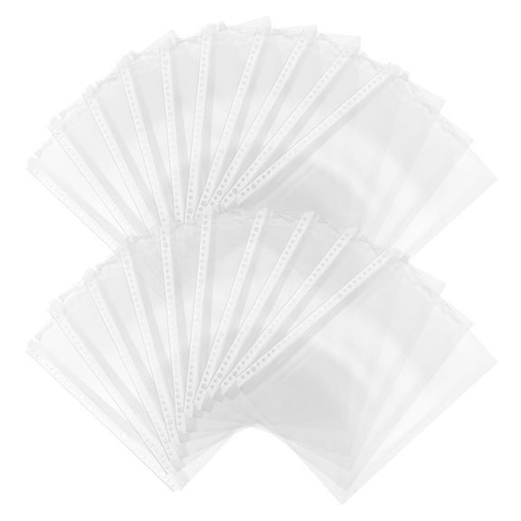 MLINS 20pcs 30-Hole A4 Binder Sleeves Clear Plastic Document Folder Inserts File Holder Waterproof Document Organizer Loose Leaf Inserts for Photos Certificates