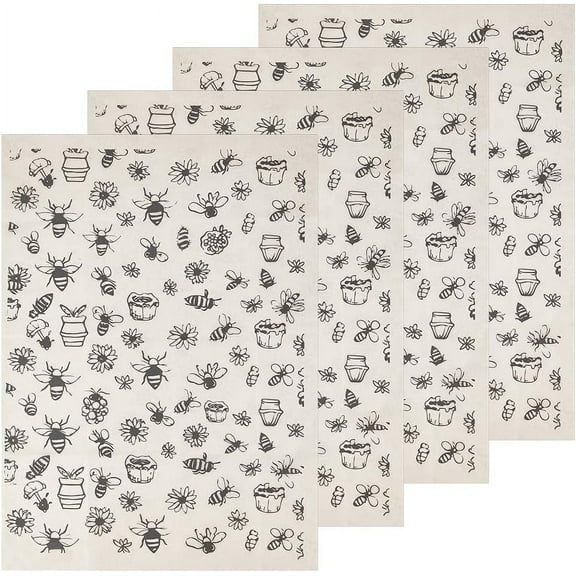 4Pcs Ceramic Decals Bees Porcelain Clay Transfer Paper 20x15 Inch Underglaze Transfers Tile Decals Pottery Underglaze Flower Paper for Pottery Enamel Decal Waterslide Decal - 0.5mm Thick