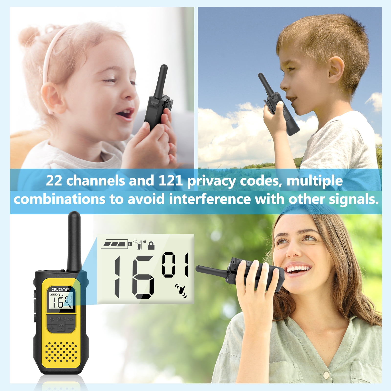 6 Pack Walkie Talkies for Adults, Rechargeable Walkie Talkie for Kids Long Range, High Quality Family Pack Two-Way Radios, for Outdoor Camping Hiking (2 X 3 Pack)