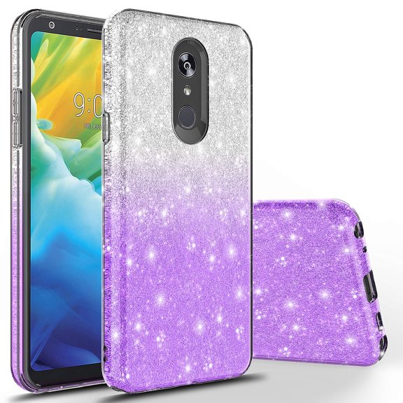 LG Stylo 5 Case, Rosebono Cute Fashinon Slim Luxury Shinning Sparkle Bling Classy Glitter Sparkle Girl Girly Women Protective Cover for LG Stylo 5 (Silver / Purple)