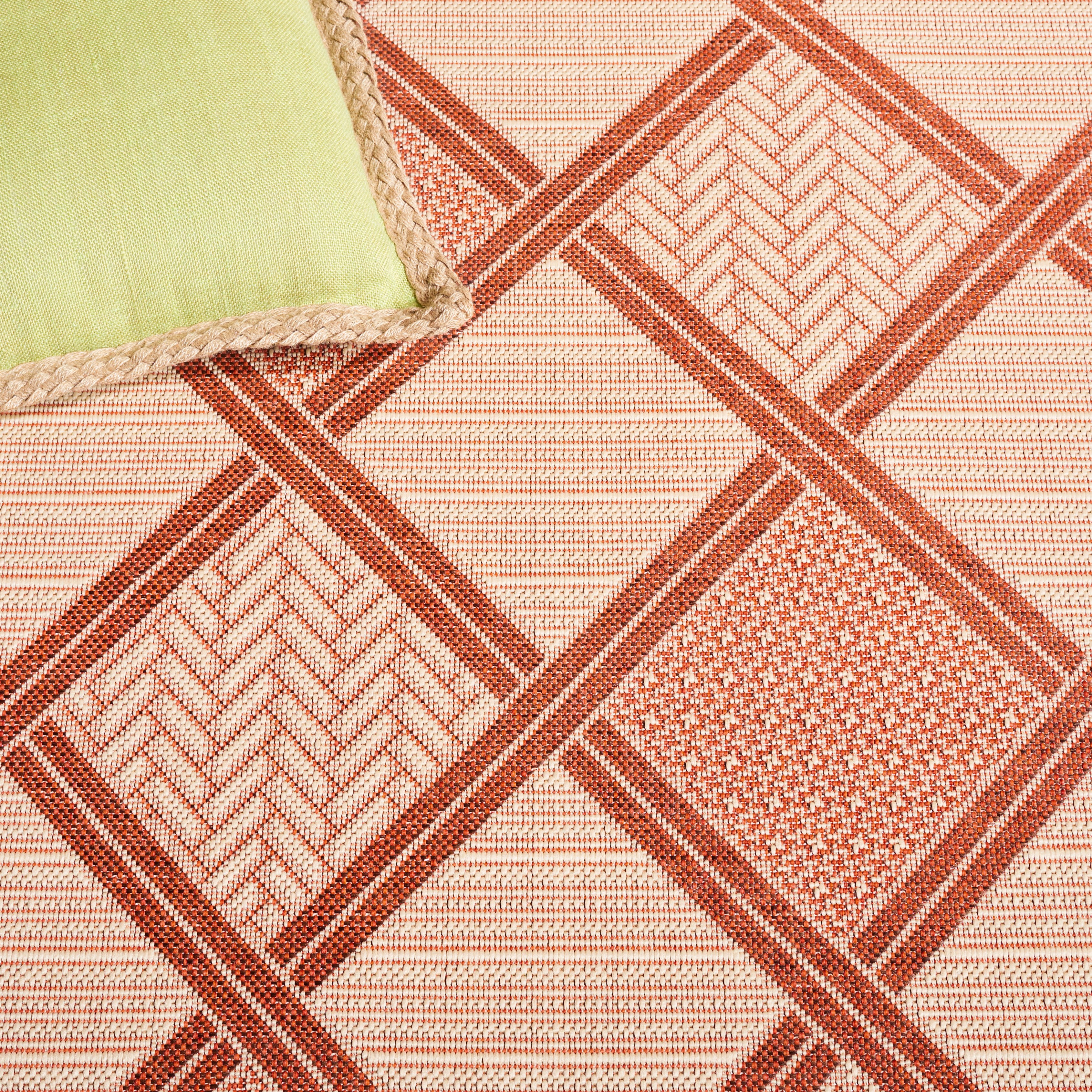 Safavieh Courtyard Shawn Geometric Indoor/Outdoor Area Rug, Cream/Terracotta, 4' x 5'7"