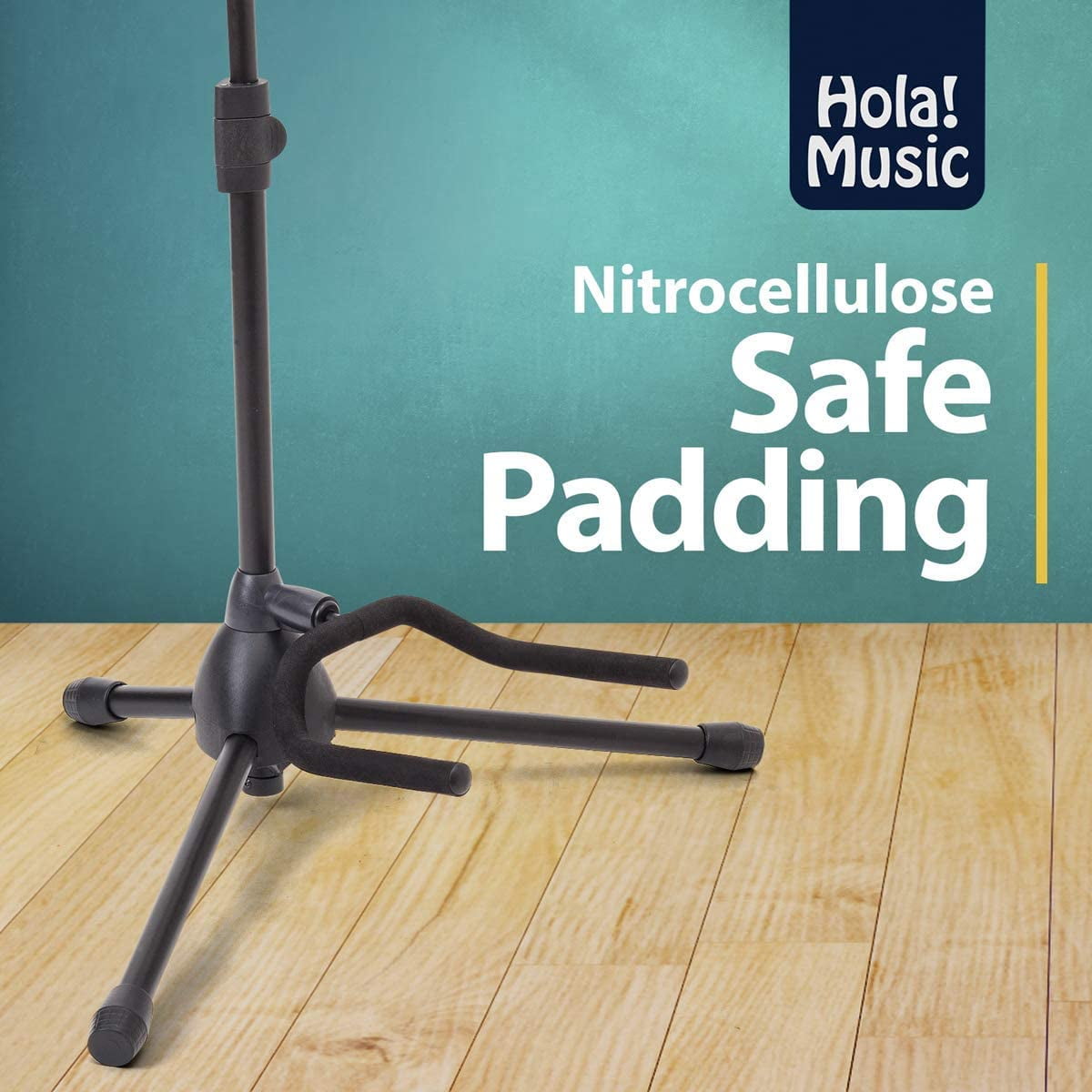 Hola! Music Guitar Stand, Height Adjustable, Collapsible with Padded Neck & Yoke - Pack of 1 Tripod
