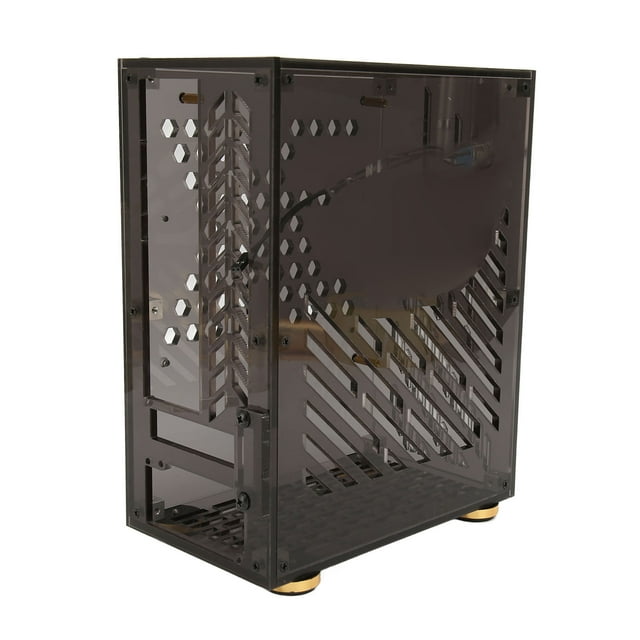 Mini ITX Case, Clear Acrylic Panel, 360 Degree Cooling, 4.3L Capacity, for 1U Power, 2.5in SSD, Easy Installation
