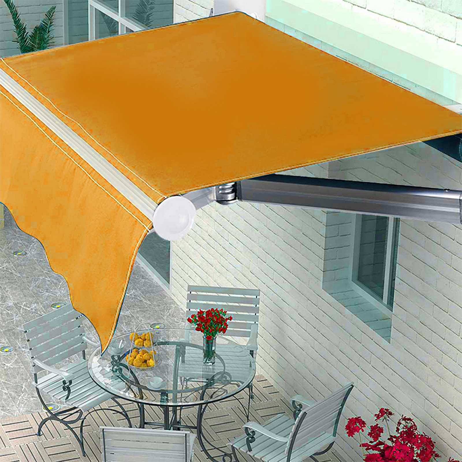 Manual Retractable Sun Shade Patio Awning with Durable Design