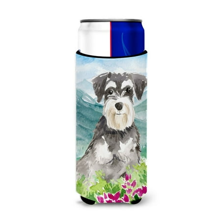 

Carolines Treasures CK2528MUK Mountain Flowers Schnauzer 2 Michelob Ultra Hugger for slim cans Slim Can multicolor