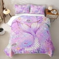 thumbnail image 2 of Erosebridal Pink Mermaid Tail Twin Quilt Set for Girl, Marine Animal Twin Coverlet Set, 2pcs, 2 of 7