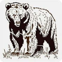 Grizzly Bear Reusable Painting Stencil 11.8x11.8 inch Large Black Bear Animal Theme Template for DIY Home Decor
