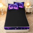 thumbnail image 4 of Homewish Glowing Purple Nature Tree Zipper Twin Comforter Sets with Fitted Sheet and 2 Pillowcases,Watercolor Botanical Zipper Bedding Set,Black Reversible,4pcs, 4 of 8