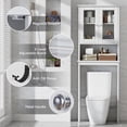 thumbnail image 4 of Walsunny Over The Toilet Storage Cabinet Bathroom Shelves Organizer Space Saver Freestanding Restroom Shelf with Tempered Glass Doors Anti-Tip Device Adjustable Shelf White, 4 of 10