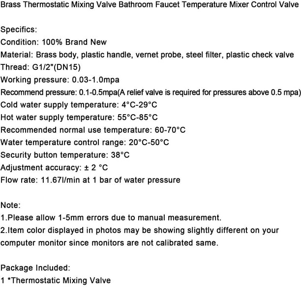 Brass Thermostatic Mixing Valve Bathroom Faucet Temperature Mixer
