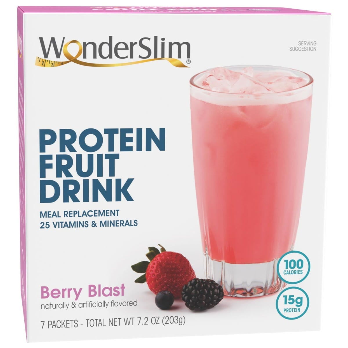 WonderSlim Protein Fruit Drink Mix, Berry Blast, 15g Protein, 24