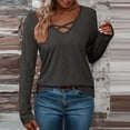 thumbnail image 3 of Agkizg Womens Fall Clothing Plus Size Womens Tops Long Sleeve Blouses Solid Color V-Neck Long Sleeve Loose Fitting T-Shirt Casual Top for Fall Winter Outfits M, 3 of 5