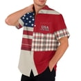 thumbnail image 2 of Youpwaven 250th Anniversary USA Shirt for Men, America 250 Merchandise Patriotic Button Down, 1776-2026 USA Flag Patchwork Casual Short Sleeve Top, 2 of 6