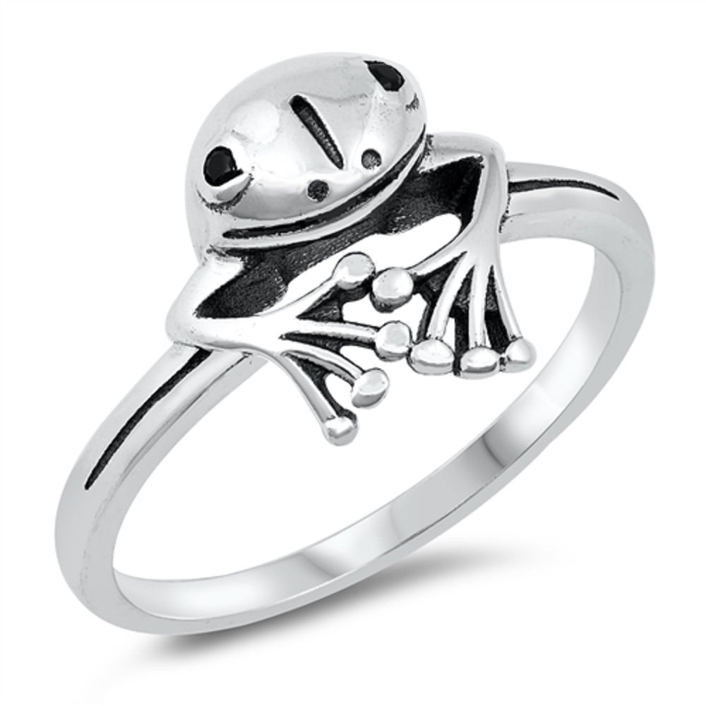 CloseoutWarehouse Oxidized Sterling Silver Baby Feet Ring