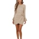 thumbnail image 3 of Vestido acampanado Ticfox con cinturón y lazo caqui L, 3 of 6