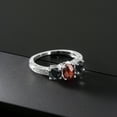 thumbnail image 3 of Gem Stone King 2.50 Ct Oval Checkerboard Red Garnet Black Sapphire 925 Sterling Silver Moissanite Ring (Size 8), 3 of 4