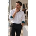 thumbnail image 4 of HISDERN Mens White Dress Shirts Classic Fit Button Down Shirt Long Sleeve Inner Contrast, 4 of 9