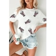 thumbnail image 2 of Women's White Sequined Lobster Graphic Crewneck Tee - Casual and Chic | [ZhiHiMeRi] | (US 20-22)2XL, 2 of 9