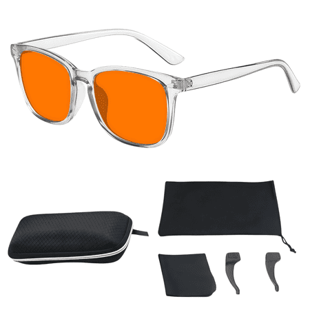 LHYXU New Professional Sleep Glasses with 99.9% Blue Light Blocking Dual AR Coatings Red Lens, Computer Gaming Glasses for Men Women, Anti Fatigue & Eye Strain(D)