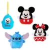 Disney Classics Cutie Beans 2.5-inch Surprise Plush and Clip-On Carrier, 3 Pack, Mickey, Minnie, Stitch, Officially Licensed Kids Toys for Ages 2 Up, Gifts and Presents
