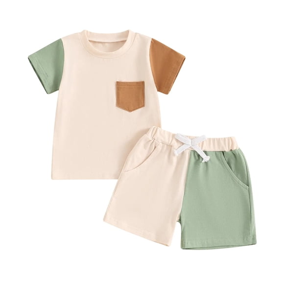 KEXE Toddler Spring Clothes Summer Clothes For Toddler Boys Toddler Baby Boy Summer Clothes T Shirt Elastic Waist Shorts Set 2 Piece Outfit