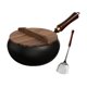 thumbnail image 1 of Sartén Wok de Hierro Diseño Profundo Utensilios de Cocina Multiusos Sin Revestimiento con Tapa de Madera para Cocinar , Guisar Carne y 26 centímetros, 1 of 8