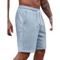 thumbnail image 5 of Lounge Sweat Shorts for Men Cable Knit Drawstring Shorts Elastic Waist Casual Short Pants Solid Lightweight Summer Bermuda Shorts Vacation Beach Wear, 5 of 6