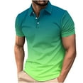 thumbnail image 3 of Eryao Vacation Sale Men's Polo Shirts 2025 Short Sleeve Casual Button Down Polo T Shirt Trendy Gradient Color Slim Fit Lapel Tops,Multicolor,XXXXL, 3 of 6
