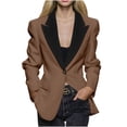 thumbnail image 1 of RXMEKW Slim Lapel Blazer for Women Long Sleeve Button Front Office Jacket for Work Solid Color, 1 of 8