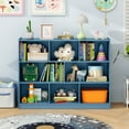 thumbnail image 4 of Costway 8 Cube 3-Tier Open Wooden Bookshelf Toy Storage Organizer with Anti-toppling Kits Blue, 4 of 10