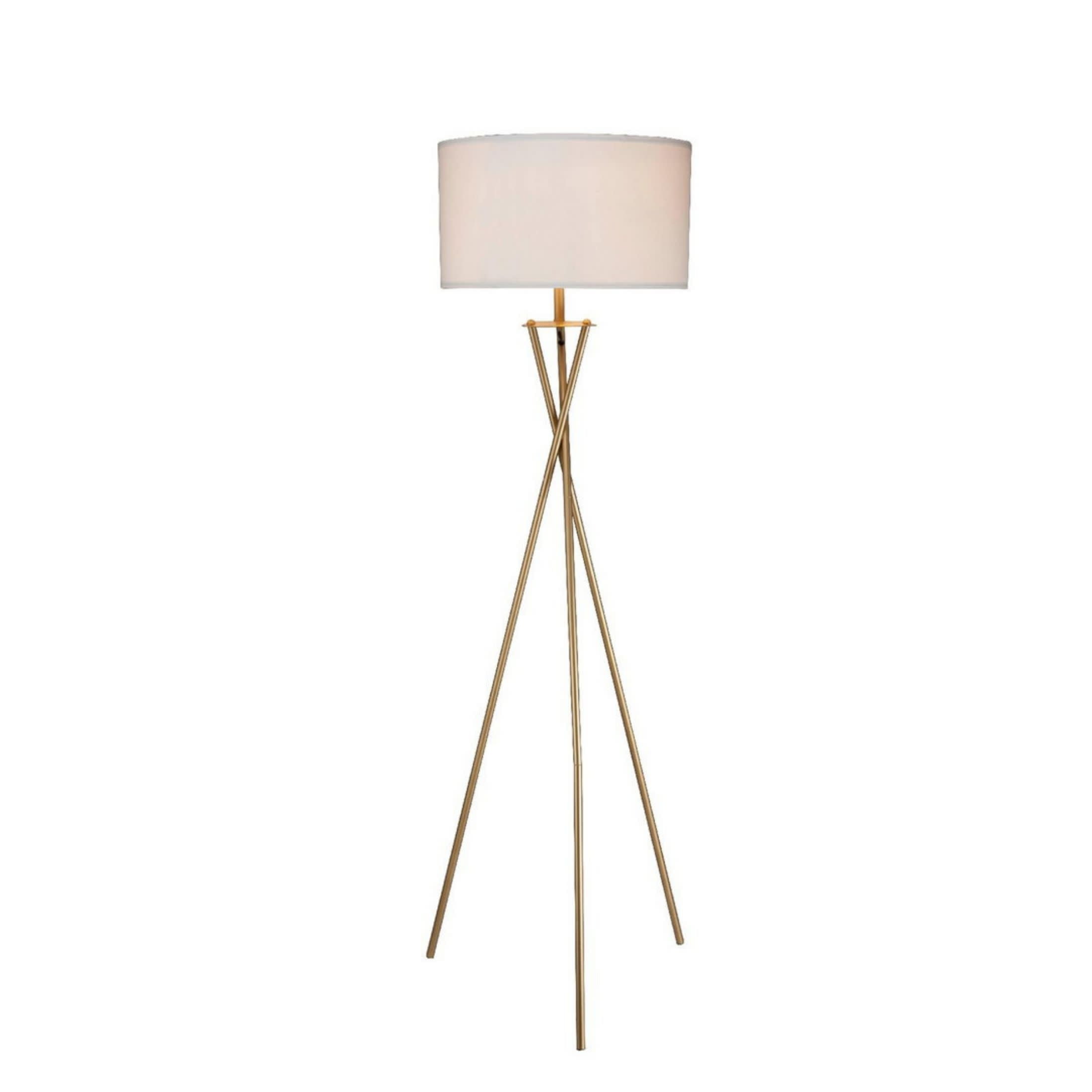 Noble House 64.5" Ester Mid-Century Metal Floor Lamp, Hourglass Design, for Bedroom, Living Room, Entryway, Matte Gold