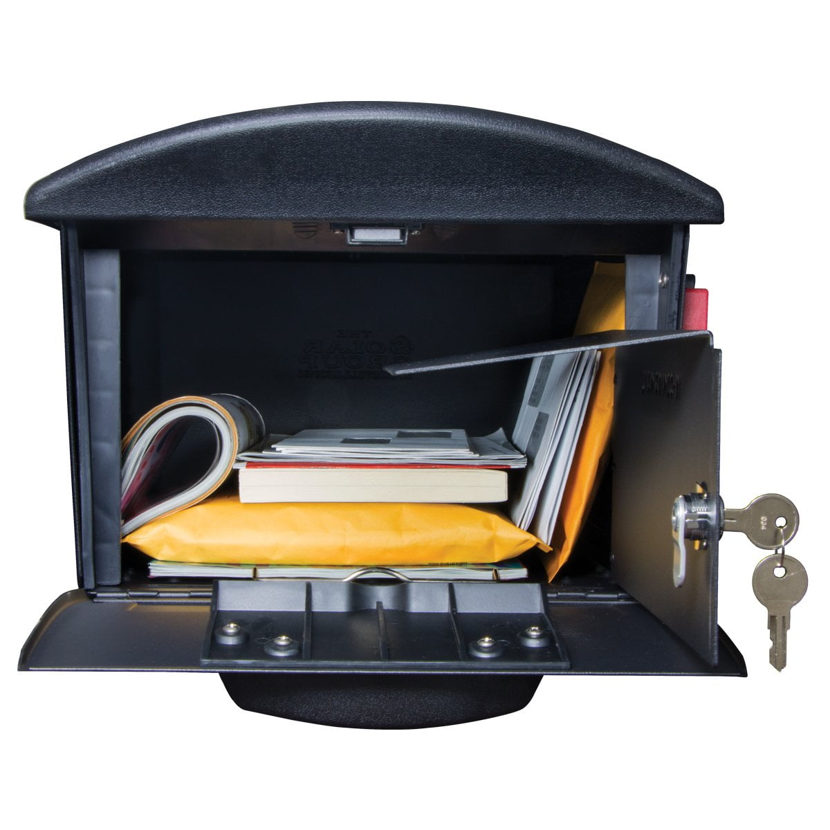 Gibraltar Mailboxes Mailsafe Large, Plastic, Locking, Post Mount Mailbox, Black, RSKB0000