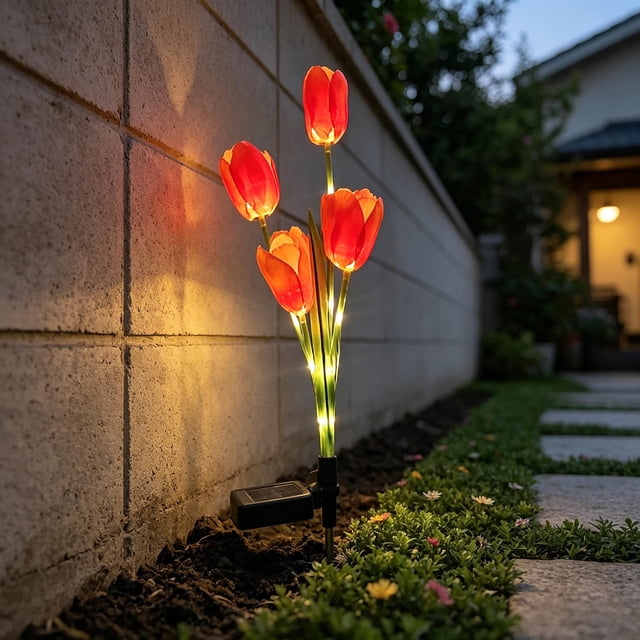 Luz solar solar para flor artificial para el jardín y decoración del jardín exterior del sendero • Luz solar impermeable LED para jardines