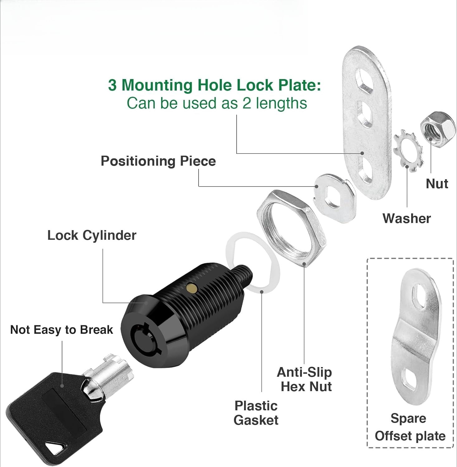 2 Pack Cabinet Lock with Keys, 1" RV Storage Locks Keyed Alike, RV Locks for Storage Door, Camper Toolbox RV Cam Locks with Manual(Black, 2Pack, 1 Inch)