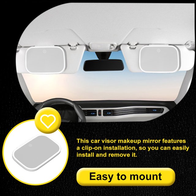 Becaristey Car Sunshade Clip-on LED Makeup Mirror DC 5V 3 Modes Touch Control Visor Cosmetic Mirrors USB Ring Light Low Power Consumption White