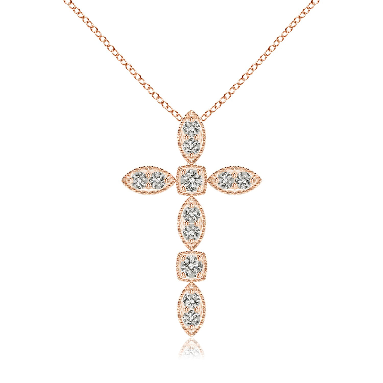 Pave-Set Diamond Cross Pendant with Milgrain in 14K Rose Gold (1.7mm  Diamond) - SP1837D-RG-KI3-1.7