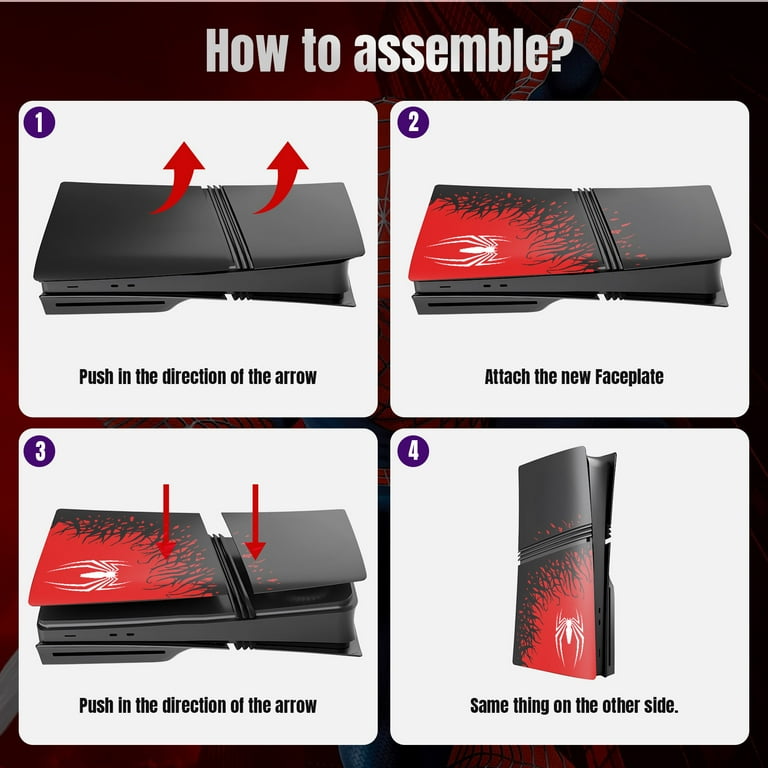 NOWSKINS PS5 Pro Disc Edition Cover Plates, Spider-Man 2 ABS